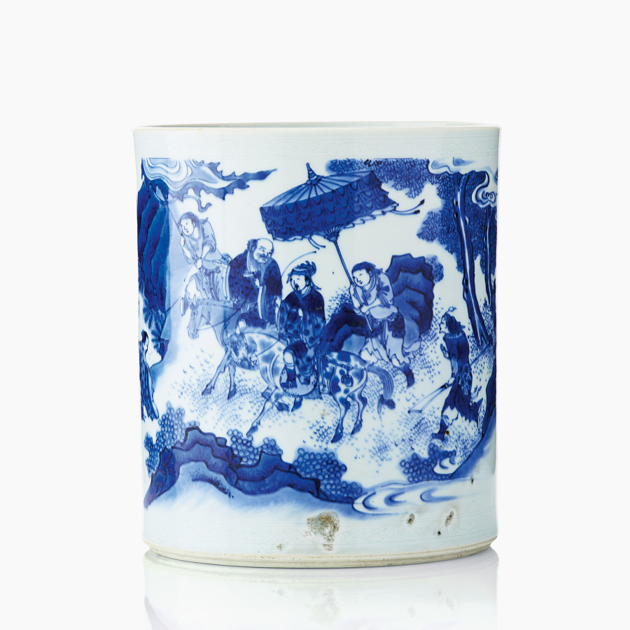 1030. An Imposing and Fine Chinese Blue and White Brush Pot